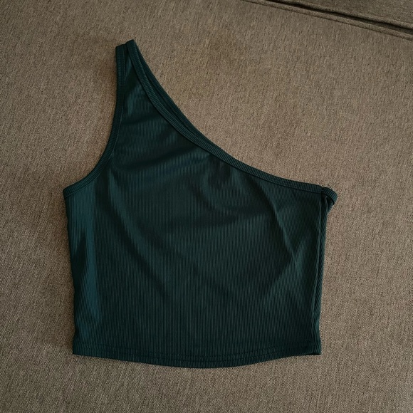 One shoulder green crop top - Picture 1 of 2